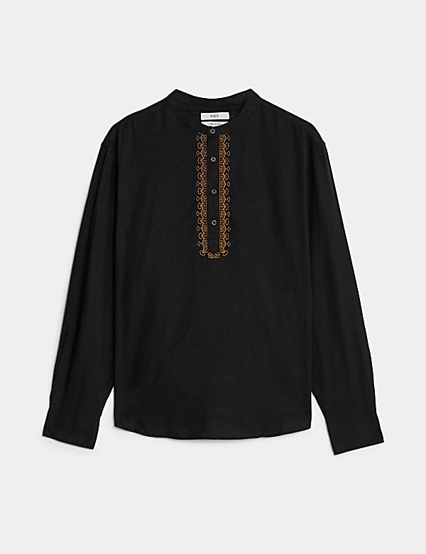 Easy Iron Linen Rich Embroidered Kurta - AU