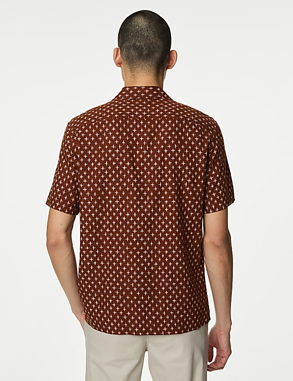 Easy Iron Linen Blend Printed Shirt