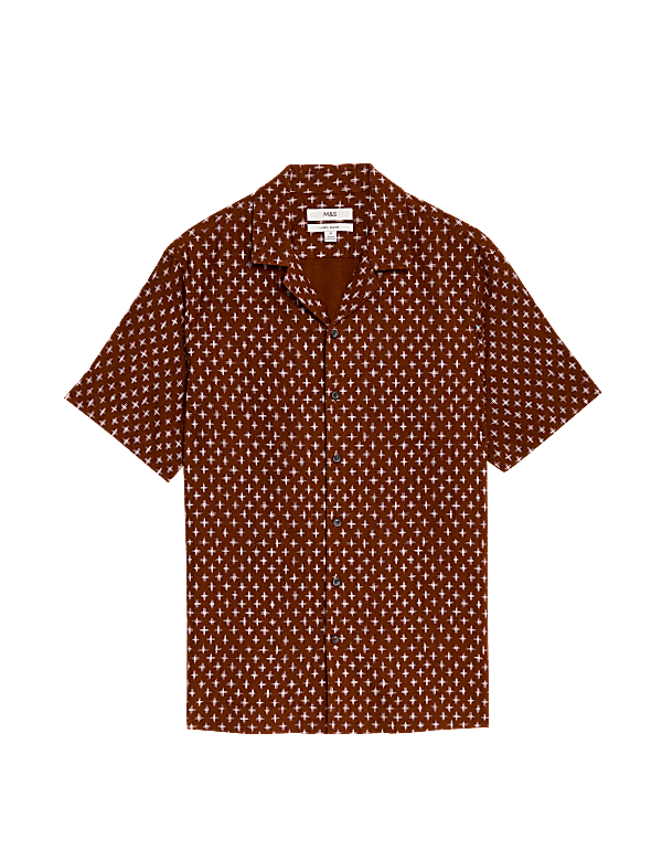 Easy Iron Linen Blend Printed Shirt