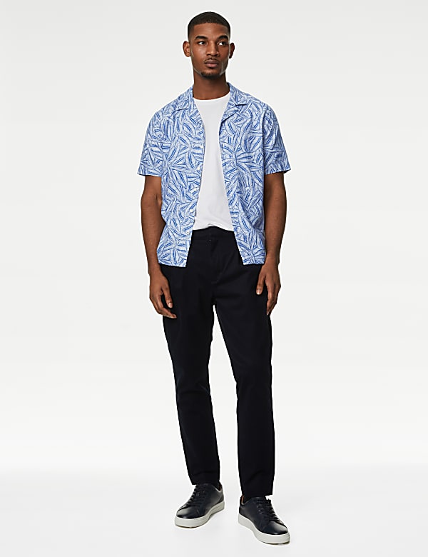 Easy Iron Linen Blend Hawaiian Printed Shirt