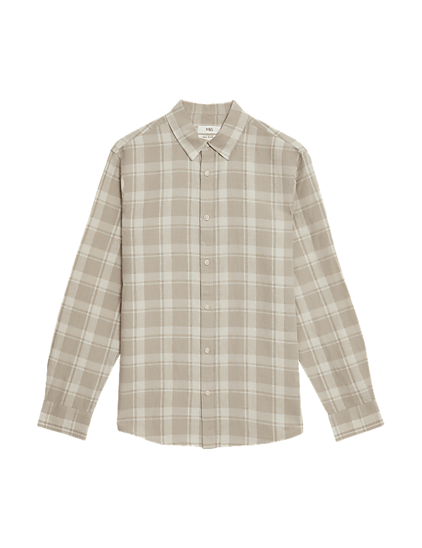 Easy Iron Cotton Linen Blend Check Shirt