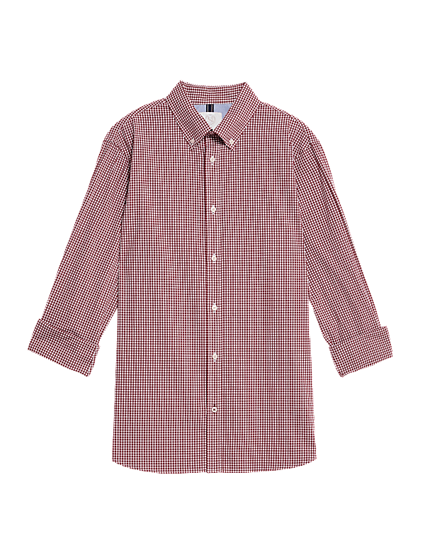 Easy Iron Cotton Stretch Gingham Oxford Shirt