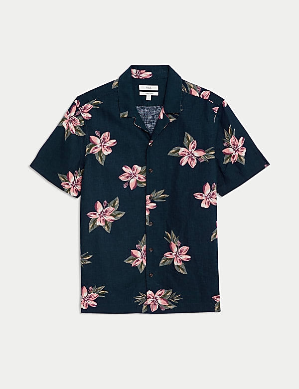 Easy Iron Linen Rich Floral Shirt - GR