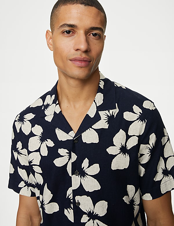 Easy Iron Linen Rich Floral Shirt - BG