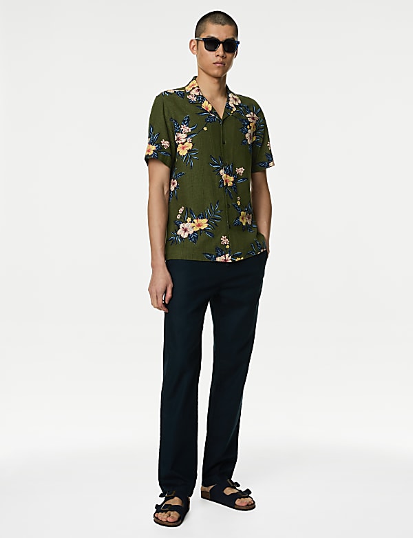 Easy Iron Linen Blend Floral Shirt