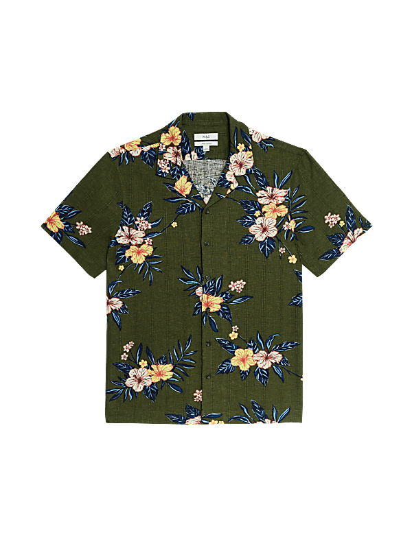 Easy Iron Linen Blend Floral Shirt