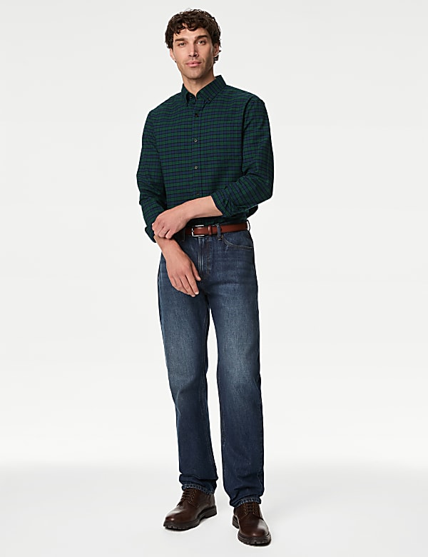 Chemise Oxford 100&nbsp;% coton à carreaux, repassage facile - CH