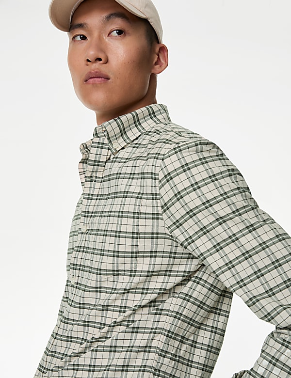 Easy Iron Pure Cotton Check Oxford Shirt