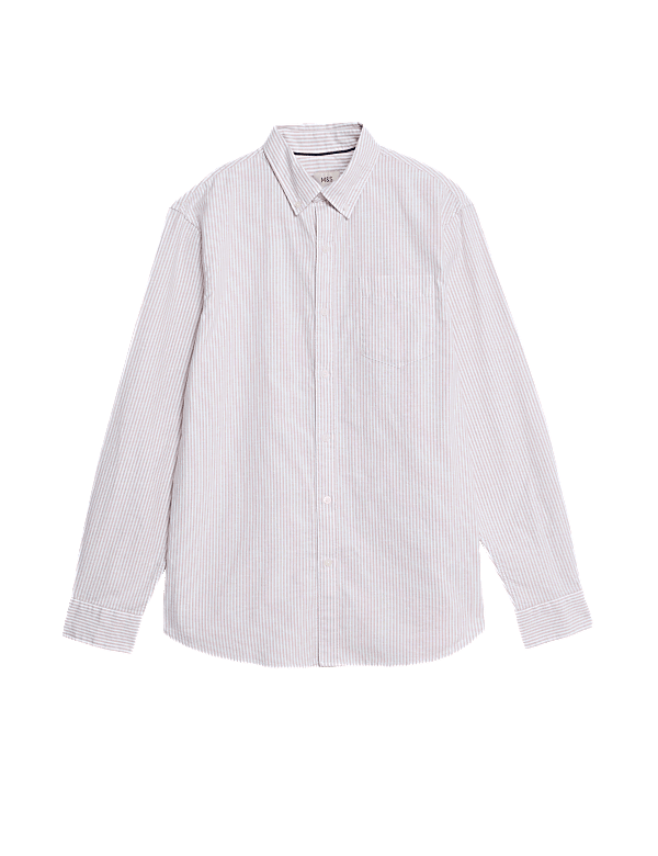 Easy Iron Pure Cotton Striped Oxford Shirt
