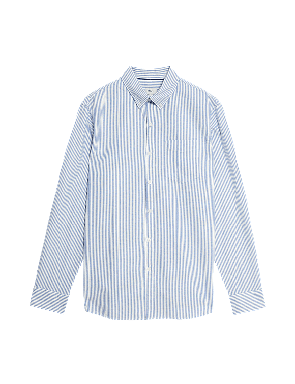 Easy Iron Pure Cotton Striped Oxford Shirt