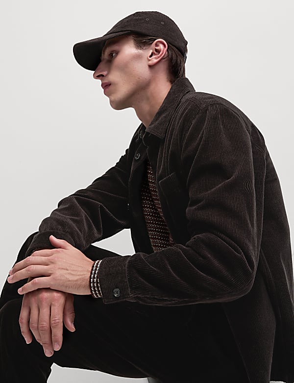 Pure Cotton Corduroy Overshirt CHOCOLATE Shirts M S IL