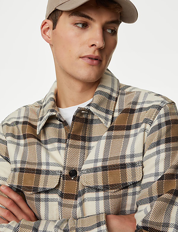 Cotton Rich Check Double Faced Overshirt