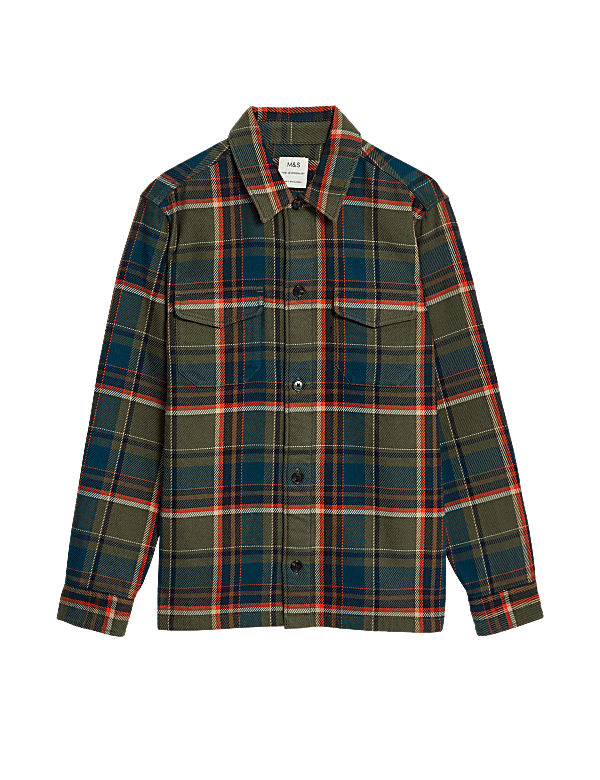 Cotton Rich Check Double Faced Overshirt