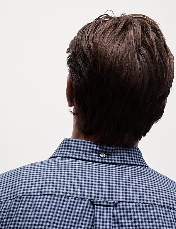 Cotton Rich Gingham Check Oxford Shirt - HR