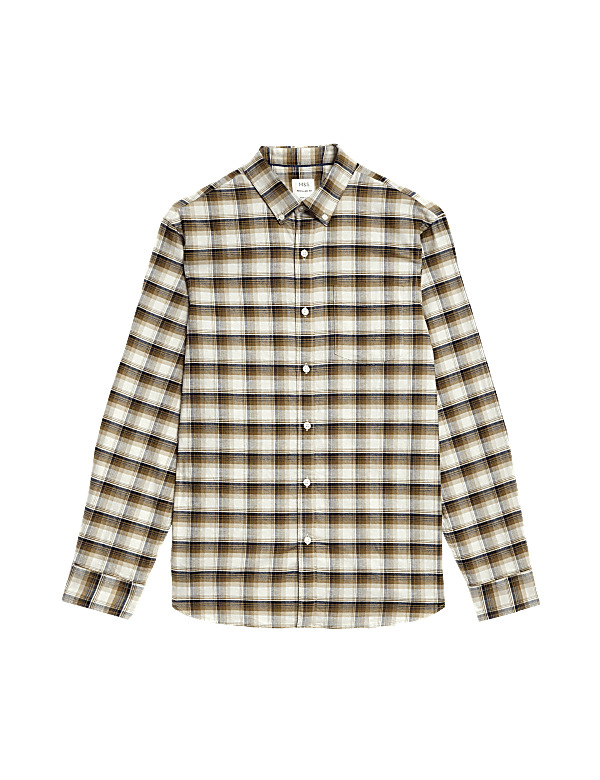 Easy Iron Pure Cotton Check Oxford Shirt