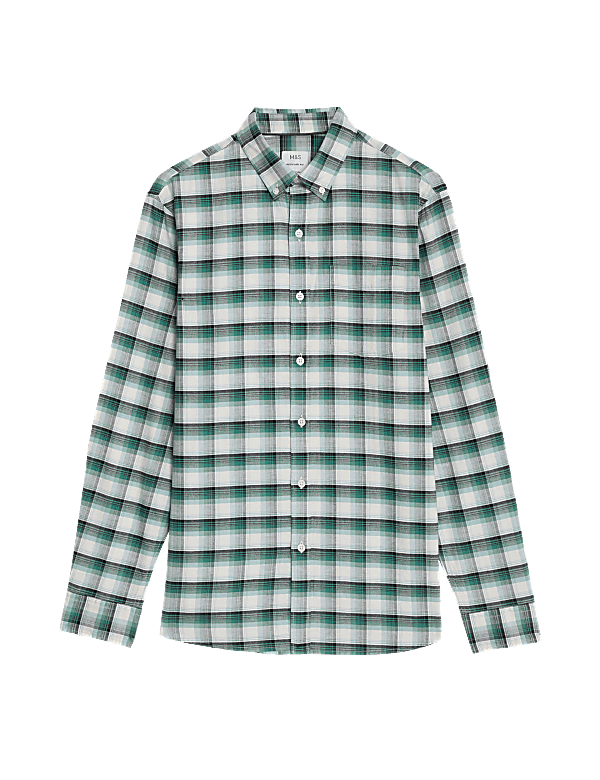 Easy Iron Pure Cotton Check Oxford Shirt