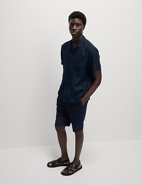 Kurzarm-Oberteil aus reinem Leinen - AT