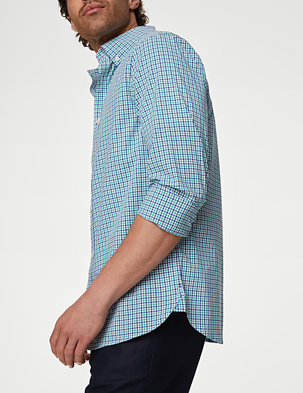 Cotton Rich Gingham Check Oxford Shirt - PT