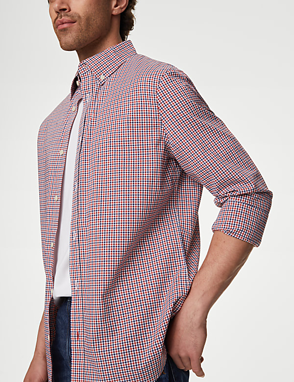 Cotton Rich Gingham Check Oxford Shirt