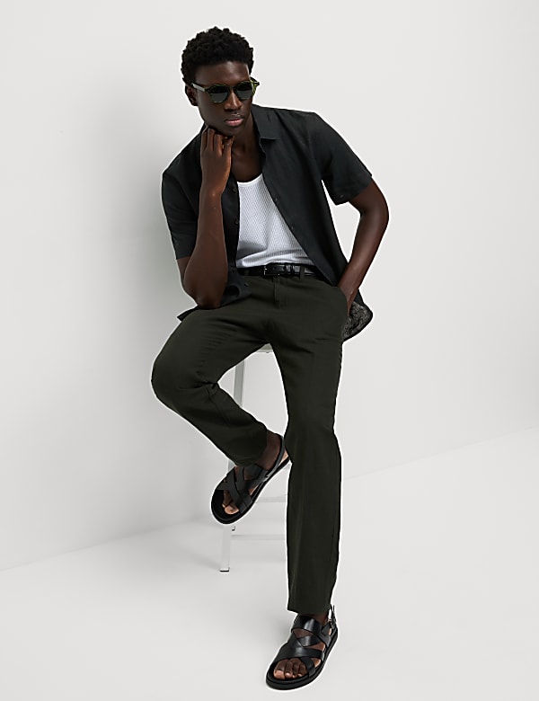 חולצה בגזרה צרה מפשתן טהור - IL