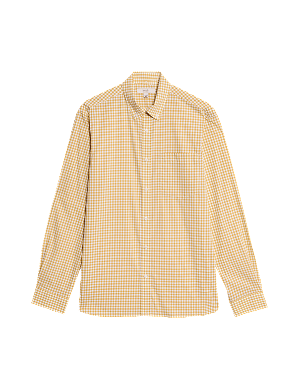 Cotton Rich Gingham Check Oxford Shirt