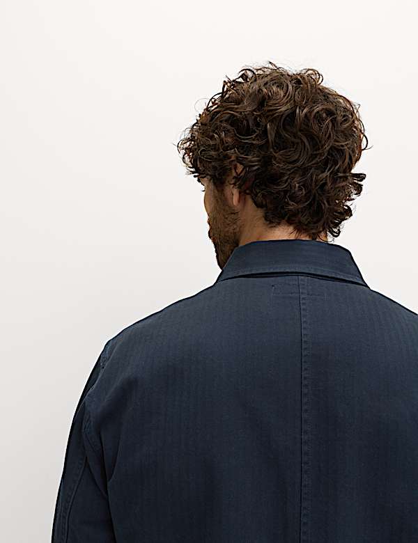 Pure Cotton Herringbone Overshirt​ - FR