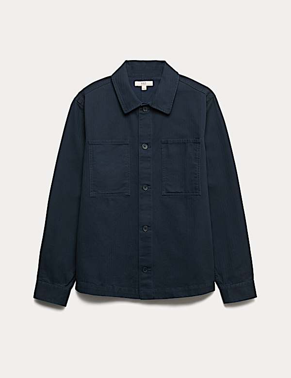 Pure Cotton Herringbone Overshirt​ - FR