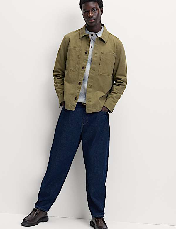 Pure Cotton Herringbone Overshirt​ - GR