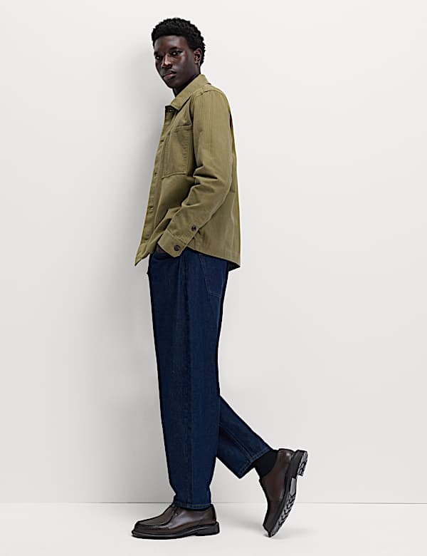 Pure Cotton Herringbone Overshirt​ - GR