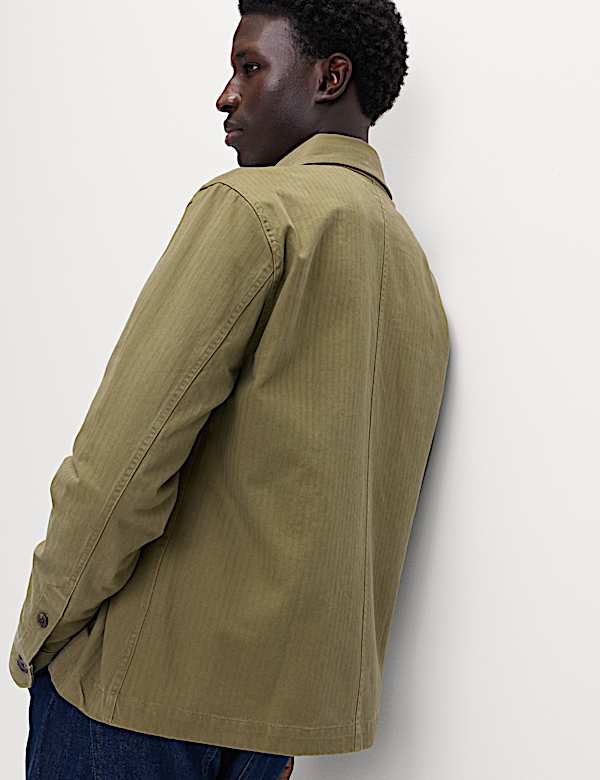 Pure Cotton Herringbone Overshirt​ - GR