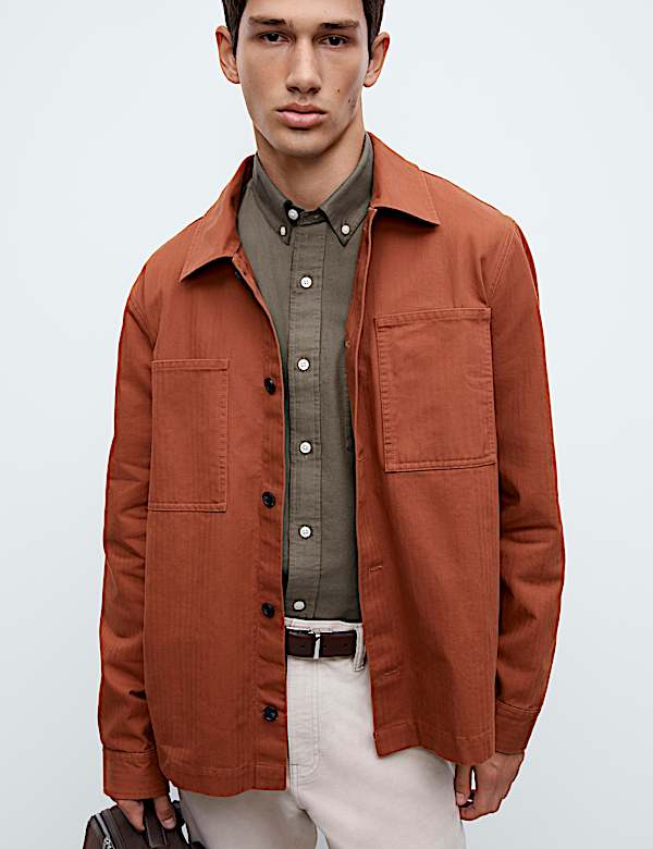 Pure Cotton Herringbone Overshirt​