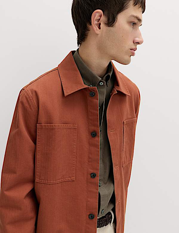 Pure Cotton Herringbone Overshirt​