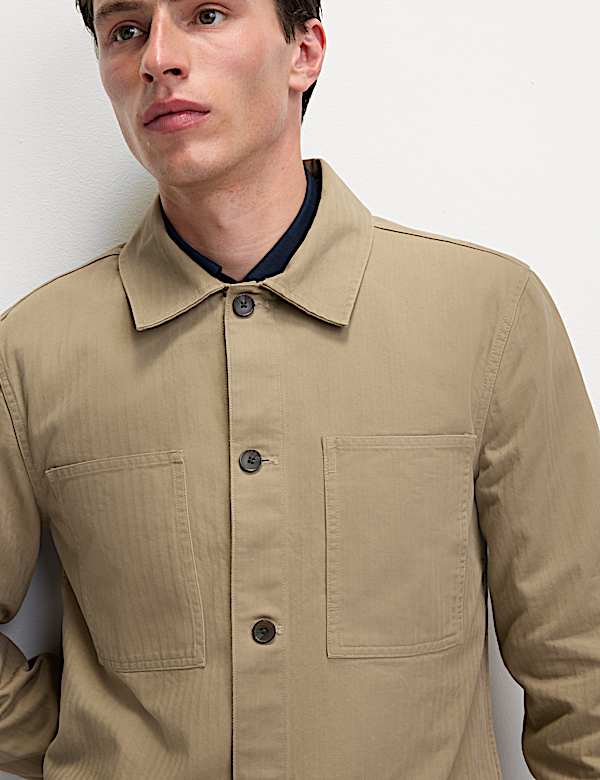 Pure Cotton Herringbone Overshirt​ - US
