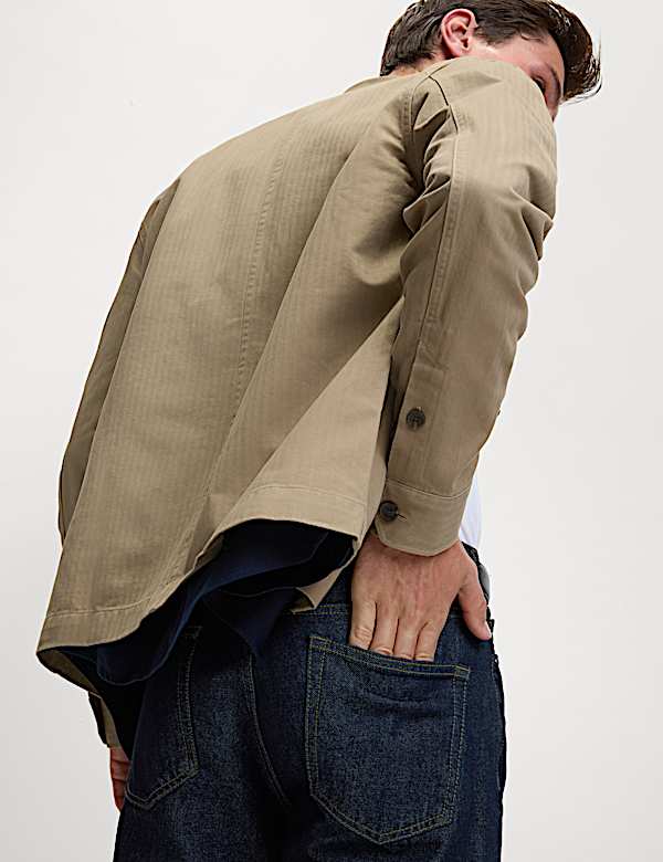 Pure Cotton Herringbone Overshirt​ - US