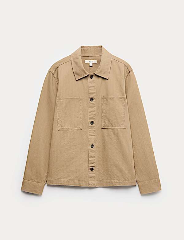Pure Cotton Herringbone Overshirt​ - US