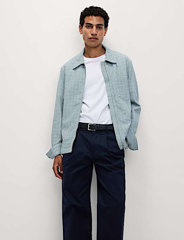 Cotton Rich Checked Poplin Overshirt - VN