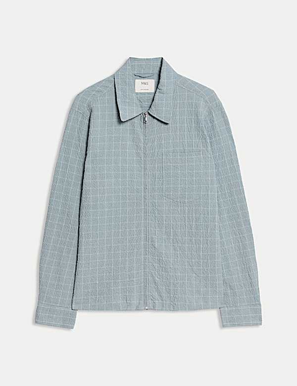 Cotton Rich Checked Poplin Overshirt - VN