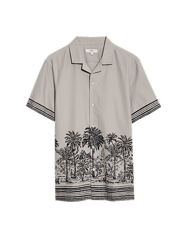 Regular Fit Cotton Blend Short Sleeve Shirt