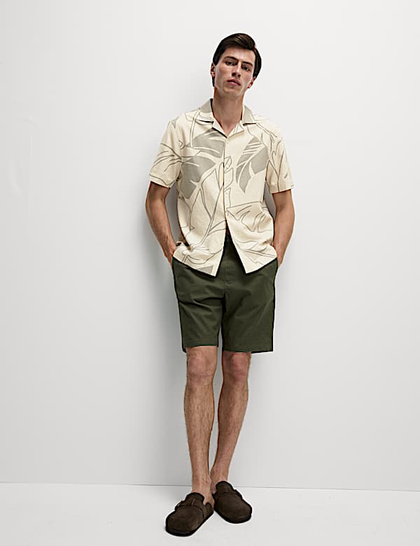 Chemise en lin à imprimé feuille - CA