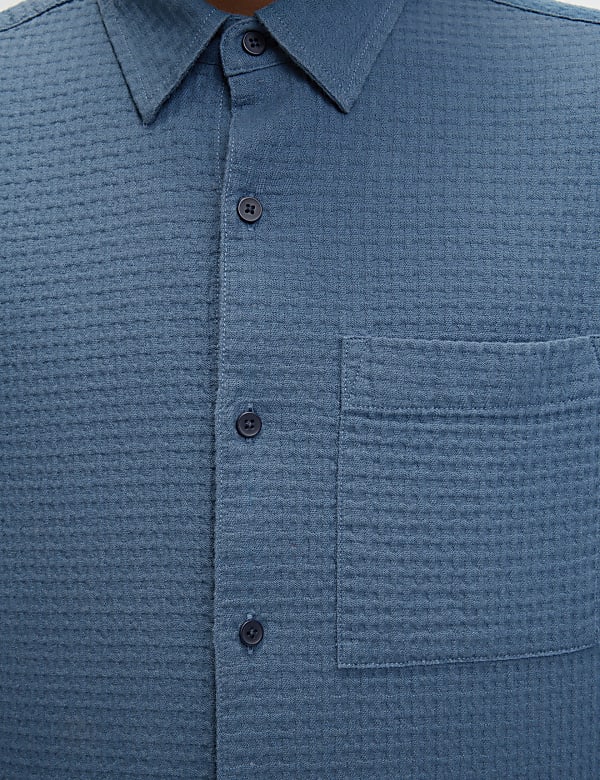 Easy Iron Pure Cotton Textured Shirt