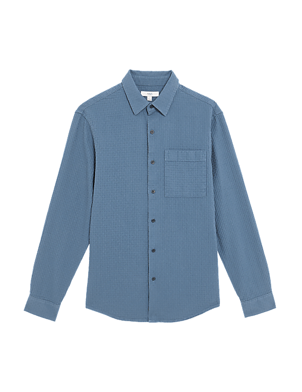 Easy Iron Pure Cotton Textured Shirt