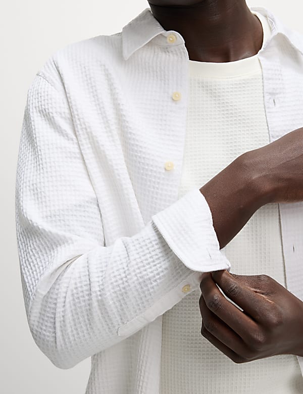Easy Iron Pure Cotton Textured Shirt