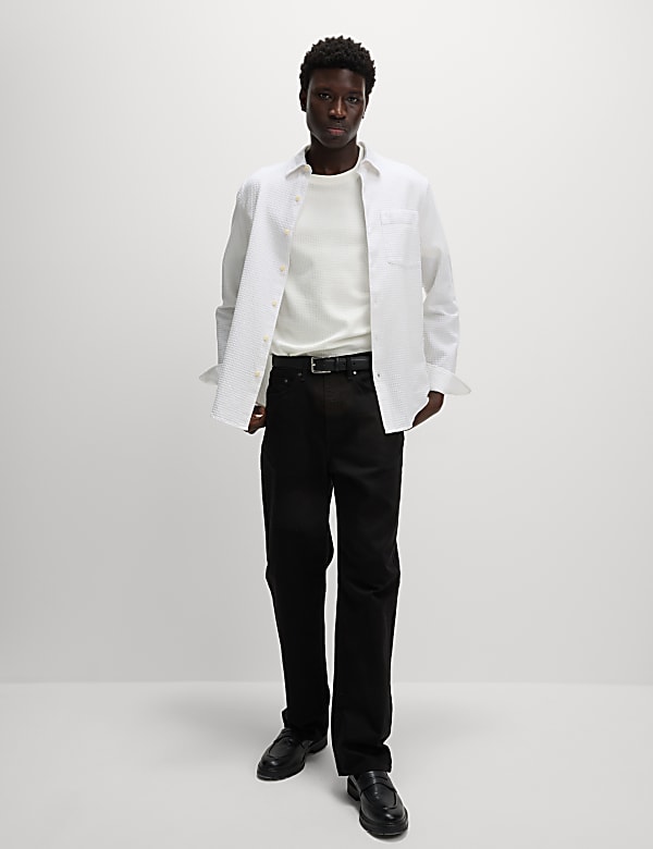 Easy Iron Pure Cotton Textured Shirt