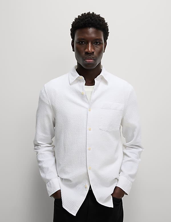 Easy Iron Pure Cotton Textured Shirt