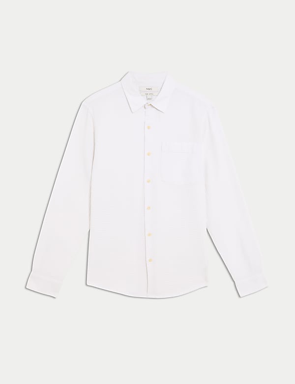 Easy Iron Pure Cotton Textured Shirt - KR