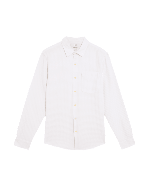 Easy Iron Pure Cotton Textured Shirt