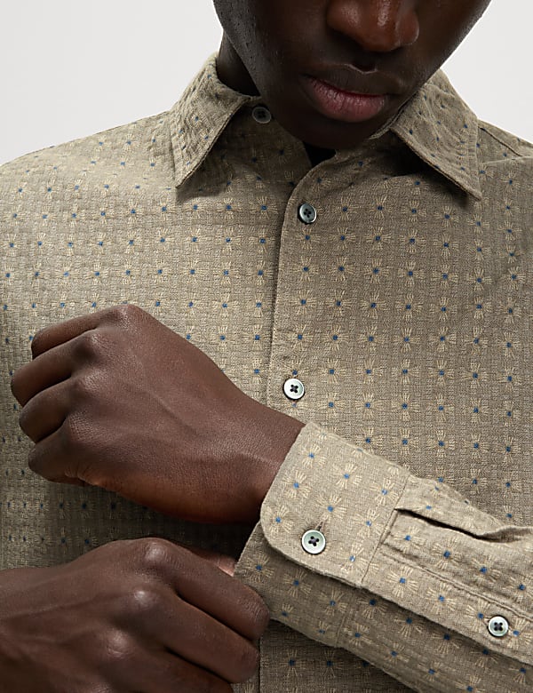 Pure Cotton Geometric Print Shirt