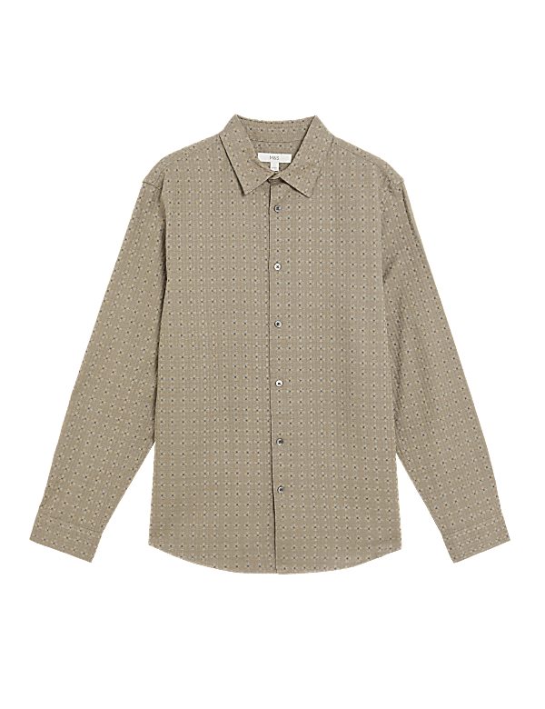 Pure Cotton Geometric Print Shirt