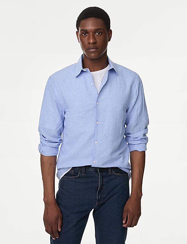 Cotton Linen Blend Check Shirt - IS