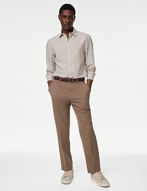 Cotton Linen Blend Fine Stripe Shirt